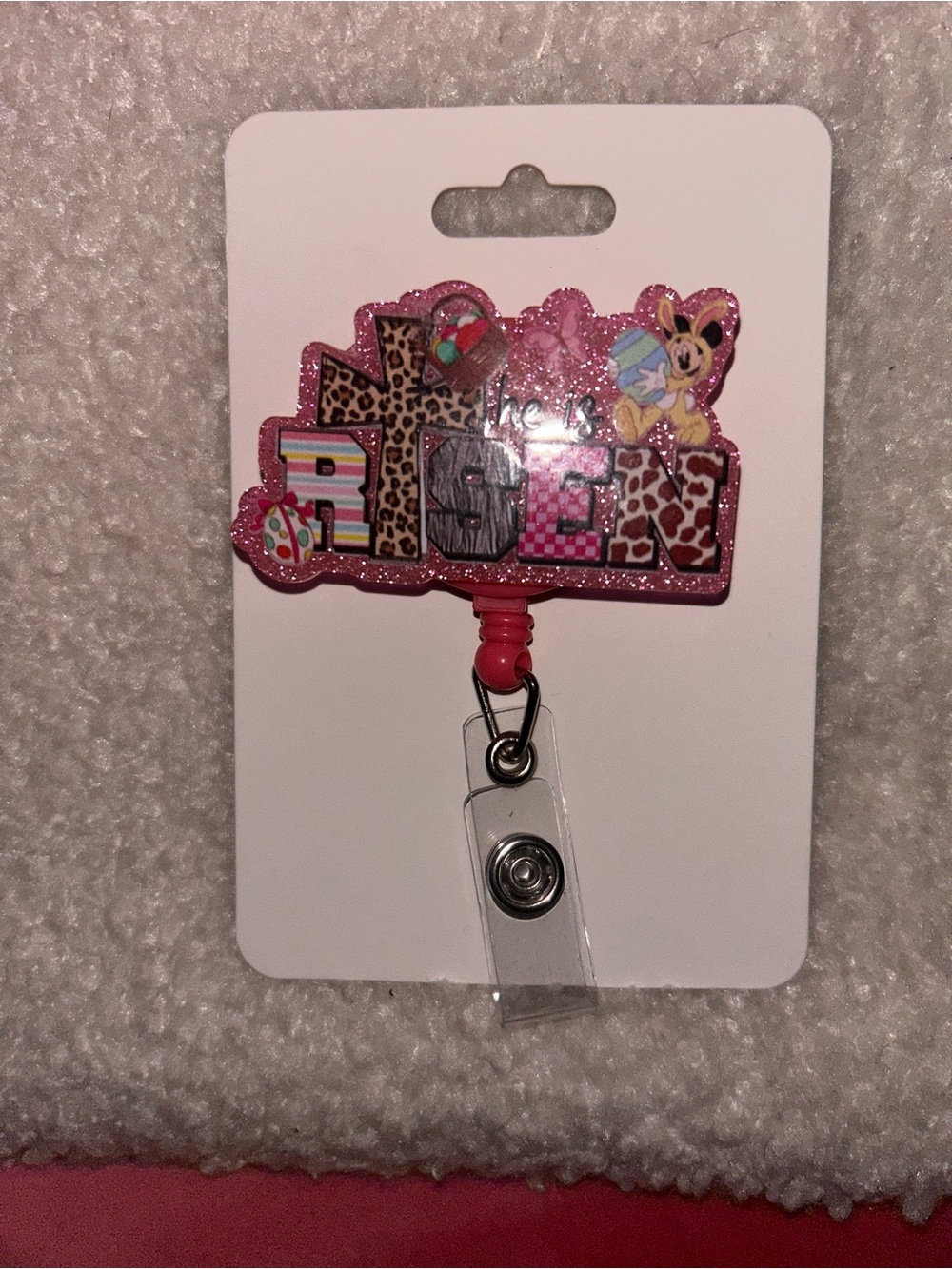 Handmade religious badge reel